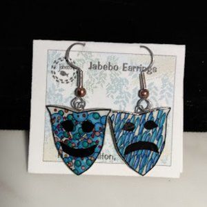 Jabebo, Unique Comedy/Tragedy Dangle Earrings.